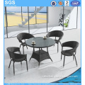 Outdoor Furniture Wicker Chairs and Round Rattan Table Dining Set